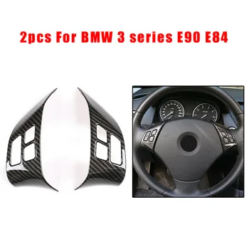 

Carbon Fiber Style Trims 2pcs Steering Wheel Button Frame Sticker For BMW 3-Series ABS Plastic