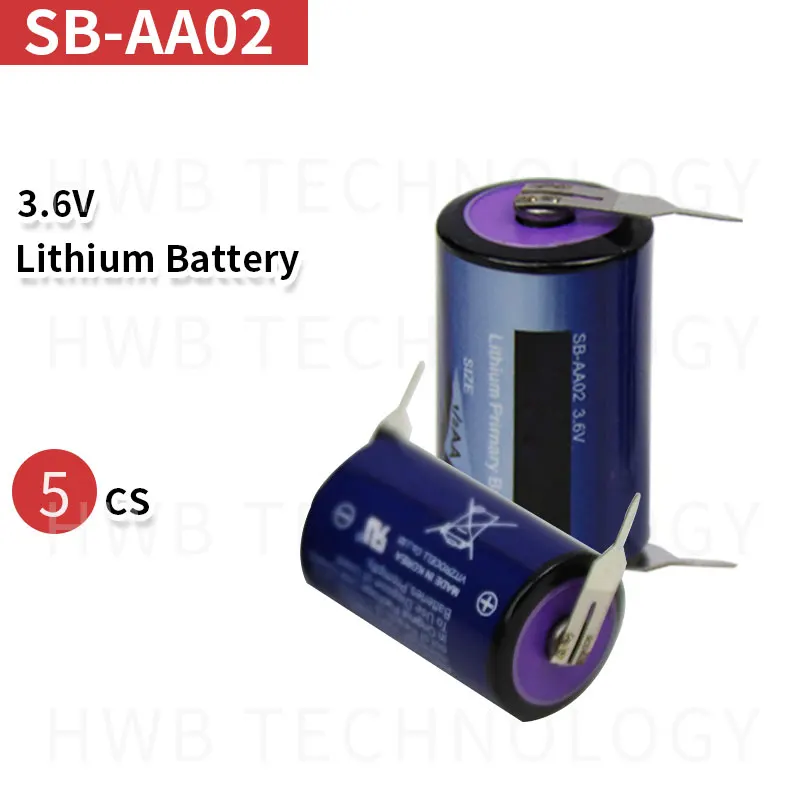 

5PCS/LOT High Quality Korea Tekcell SB-AA02 3.6V LS14250 ER14250 lithium battery 1/2AA with solder pins SBAA02