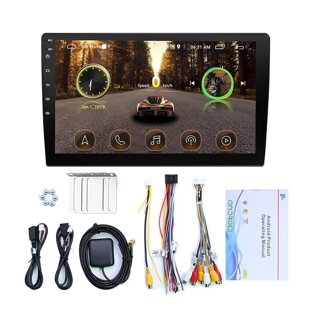 9/10. 1 дюймовый автомобильный радиоприемник Android 8,1 HD сенсорный экран Bluetooth gps навигация wifi доступ в Интернет многофункциональное радио и камера - Цвет: 10.1inch