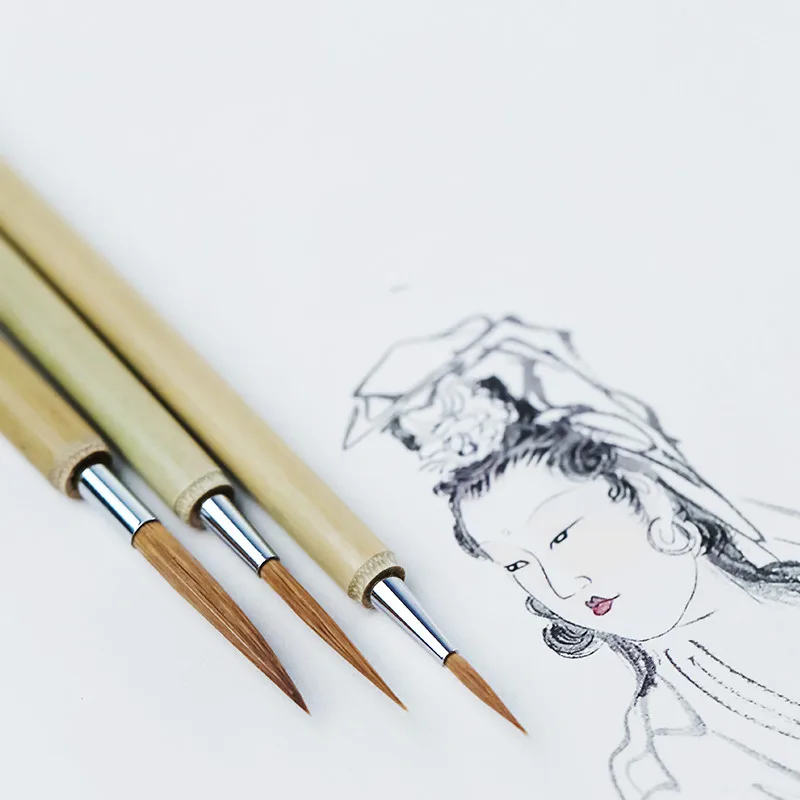 Chinese Calligraphy Brush Painting Writing Line Brush Set Weasel Hair Hook Line Pen Handwriting Practice Caligrafia Craft Supply
