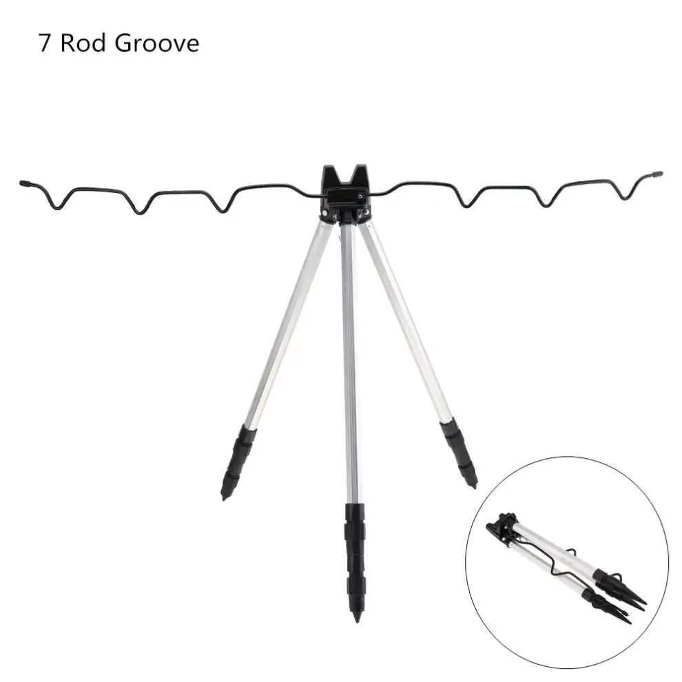 

Aluminum Alloy Telescopic 7 Grooves Fishing Rod Holder Professional Collapsible Tripod Stand Sea Fishing Pole Bracket
