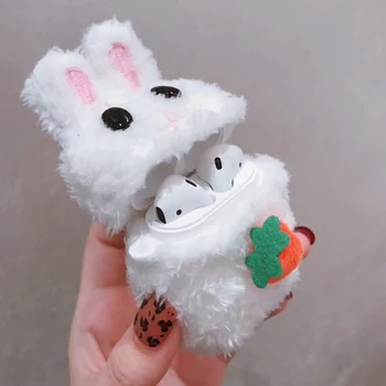 

Cute Plush Rabbit Wireless Bluetooth Headset Cover For AirPods Earphone Case Winter Warm Protective Cover Headphone Case