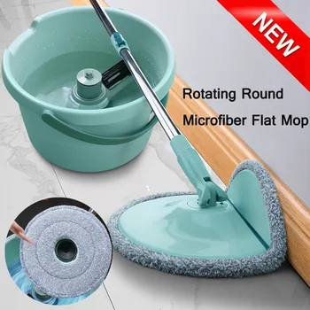 

360°Rotating Head Easy Magic Floor Mop Bucket Head Microfiber Spinning for Wood Ceramic Tiles Floor Cleaning