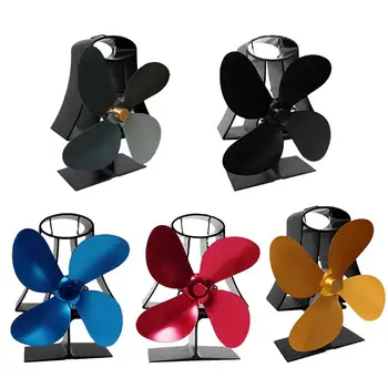 

4 Blades Heat Powered Stove Fan Home Silent Heat Powered Stove Fan Ultra Quiet Wood Stove Fan Fireplace Fan 5 Colors