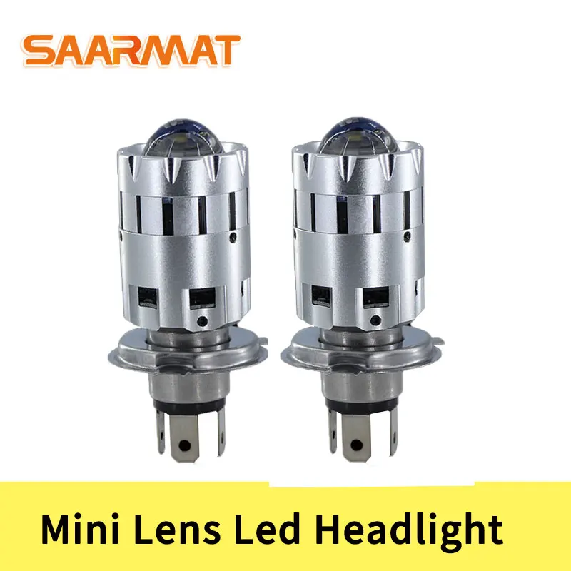 1 шт. лампы для фар мотоцикла Hi Lo аксессуары скутера H4 Mini Bi LED объектив Moto 4800LM