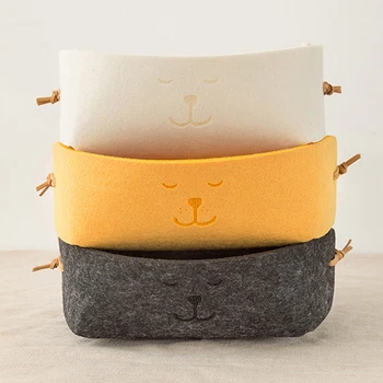 

3 Colors Nordic Felt Storage Basket Office Desktop Storage Box Simple Key Jewelry Money Storage Bag
