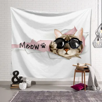 

Cartoon Blanket Animal Modern Printed Minimalist Tapestry Funny Cat Home Decor Tapestry for Living Room Wall Hanging