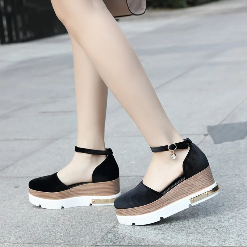 

Ozhouzhan 2019 New Style Spring And Summer Straight-line Buckle Women's Closed-toe Sandals Muffin Thick Bottomed Waterproof Plat