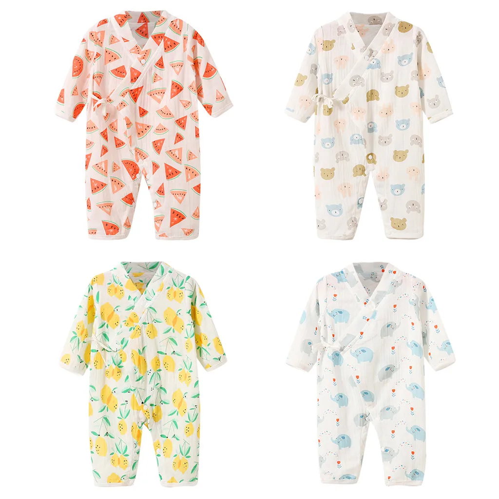  Newborn Infant Baby Boy Girl Yarn Robe Floral Kimono Romper Jumpsuit Sleepwear Wave point baby slee