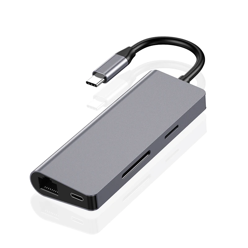 Высокая хаб передачи данных SD/TF карты 7 в 1 концентратор USB TYPE C с 4K HDMI 2 портами