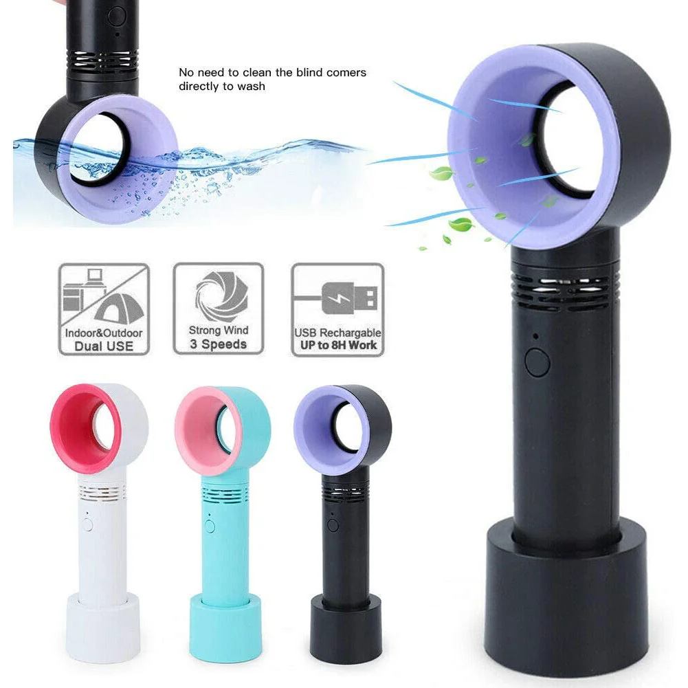 Mini Portable Handheld USB Rechargeable Bladeless Fan Air Conditioning Blower Desktop High Wind Power Cooling Desk | Дом и сад
