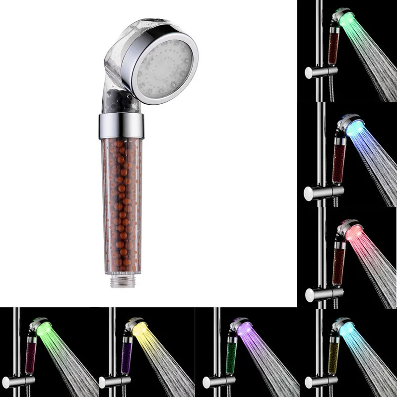 

LED Negative Ion Shower Temperature Control Three-Color Hand-Held Shower Faucet Self-Generating Color Changing Shower Nozzle SDS