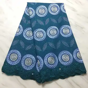 

New Design African Lace Fabric Swiss Voile Lace Fabric 2019 High Quality Soft Cotton French Lace Fabric For Women Blue Dress