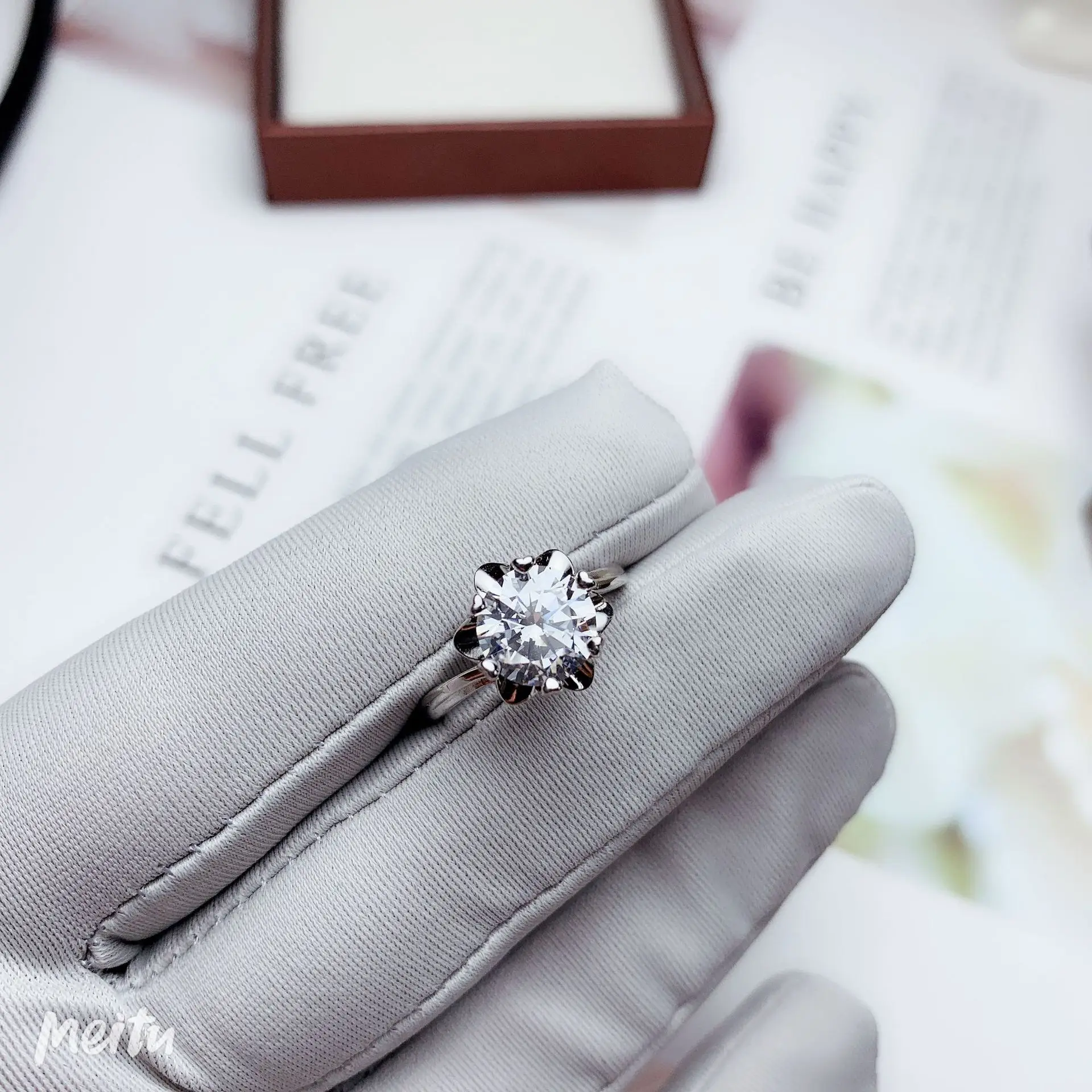 MeiBaPJ VVS1 D Цвет 2 карата Moissanite бриллиантовое кольцо с цветком для женщин Настоящее