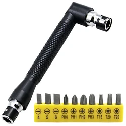 Mini llave de tubo de 1/4 "y 6,35mm, destornillador en forma de L de doble cabeza, herramienta de utilidad, destornillador de aire, juego de brocas de varilla de extensión