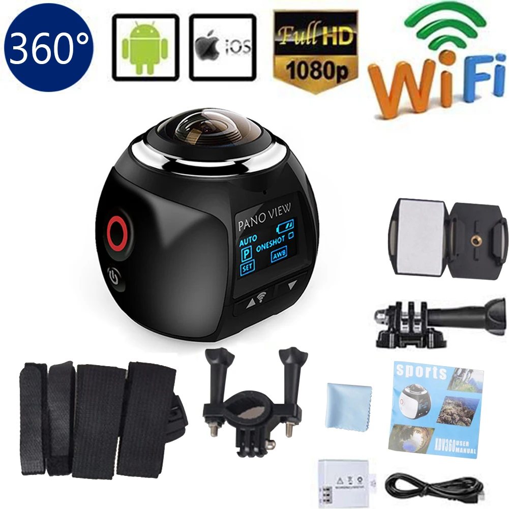 Wide Angle VR Anti-shake Easy Operation 360 Degree Panoramic 4K Sports Camera WIFI HD Waterproof Mi