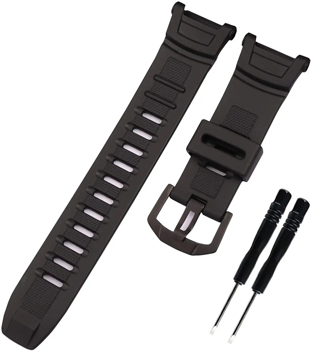 Ремешок резиновый для Casio PGR-130y PRW-1500 черный спортивный наружный мужской и женский