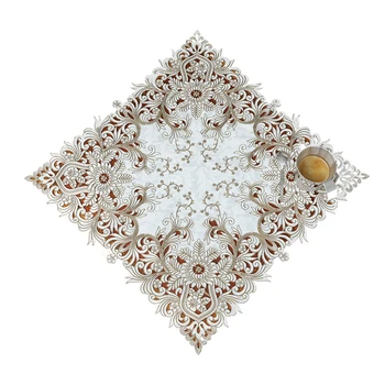 

Luxurious champagne lace embroidery cloth art square tablecloth table runner Table flag dust covers Placemat XYFH