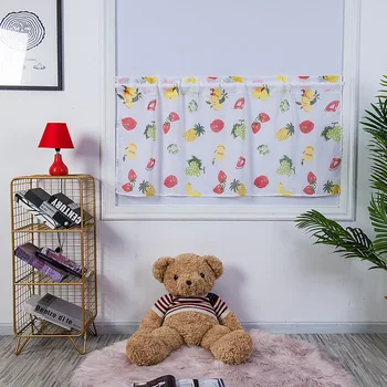 

Cartoon Fruit Printing Curtain Short Semi-Sheer Curtain Korean Style Polyester Material Cloth Art Curtain Kitchen Curtain CL