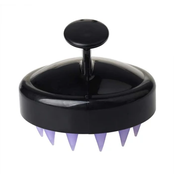 

Silicone Shampoo Brush Wet and Dry Shampoo Brush Scalp Massage Brush with Soft Silicone Rubber Hair Brush Black Purple