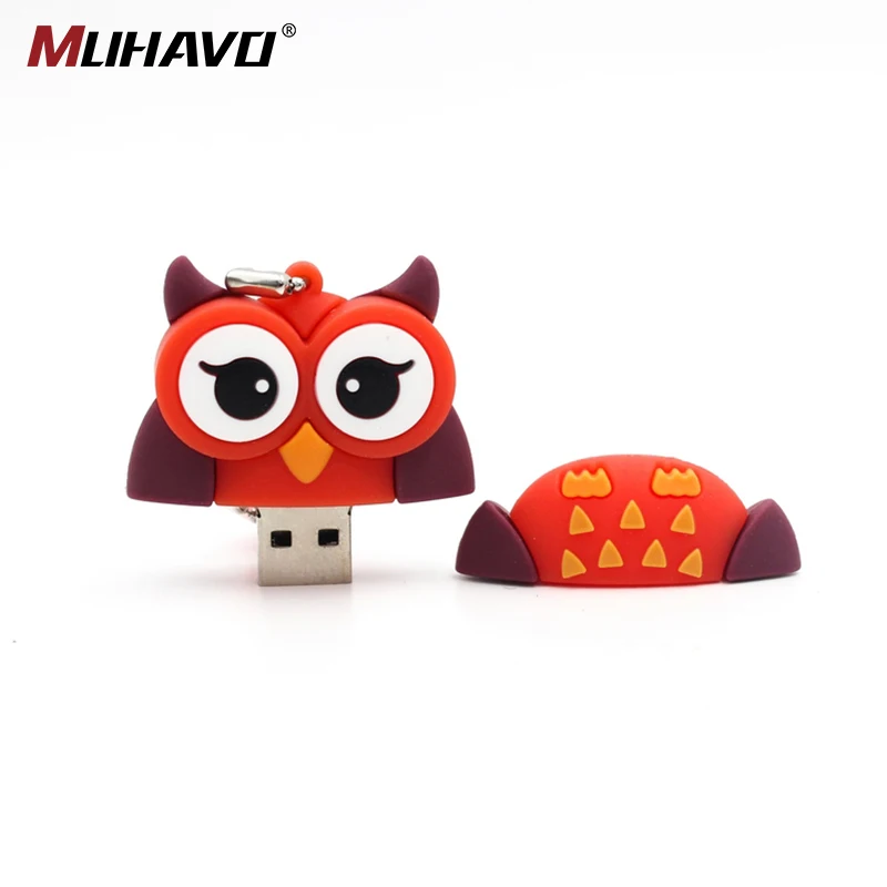 Usb флеш накопитель 128 ГБ 64 USB 16 4 Гб сова пчела лиса Пингвин мультяшная флешка 32