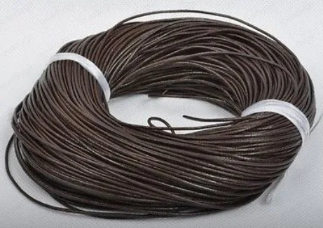 

tyer3le 1 5mm Deep Brown Hot Free shiping Genuine Round 100% COW Real Leather Jewelry Cord String For Bracelet & Necklace