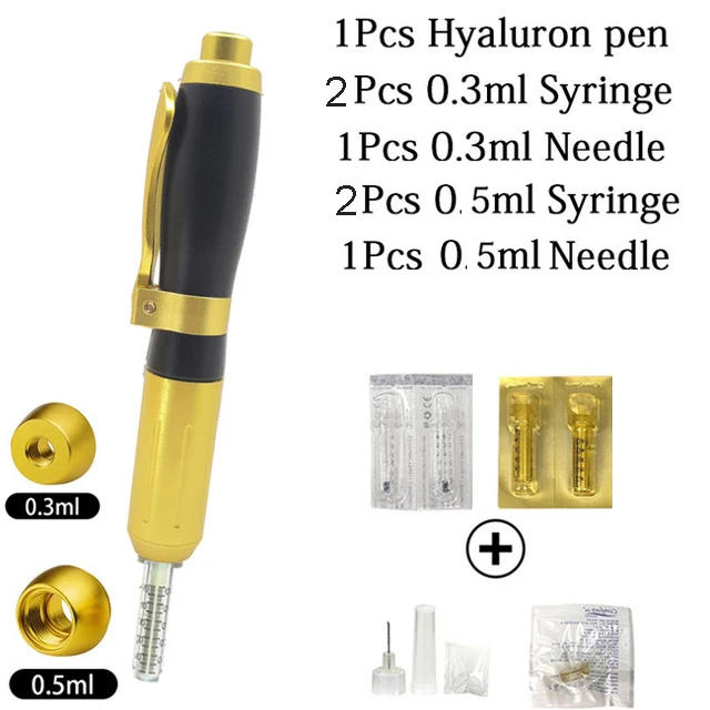 Новейший 2 в 1 гиалуроновая ручка с гиалуроновой кислотой, шприц-ручка для заливки губ, массажный распылитель, ручка против морщин, шприц для воды, игла - Цвет: 1pen 2pcs  syringe