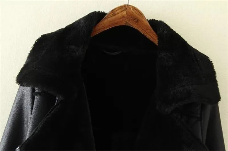 Новинка, высокое качество, сезон осень-зима; женская кожаная куртка сплошной цвет Повседневный пиджак плюс бархат кожаная куртка теплая куртка
