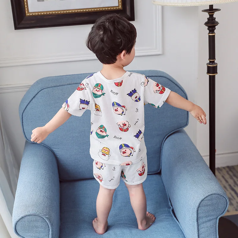 [] летняя детская одежда; детский дышащий спортивный костюм из чистого хлопка для мужчин и женщин; Детский комплект из двух предметов с принтом с героями мультфильмов