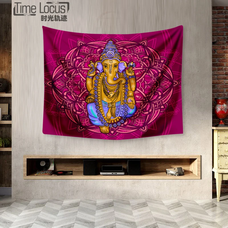 

Elephant Tapestry Psychedelic Galaxy Starry Indian Mandala Wall Hanging Home Decor Beach Printing Polyester Room Living Mat