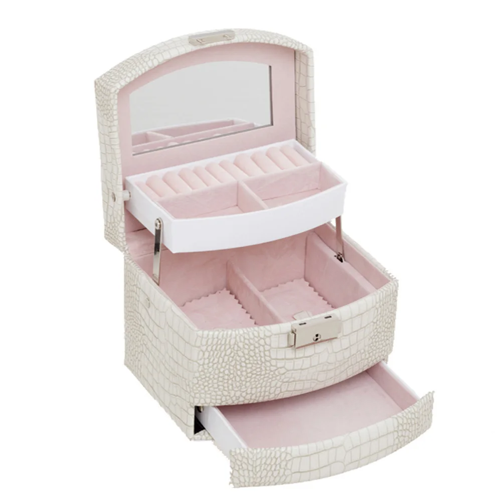 

For Women Jewelry Accessories Container Necklace Earring Organizer Gift Storage Box Three Layers Display Case Cosmetic Bracelet
