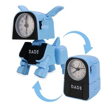 Meilleure vente 2019 produits horloge dessin animé Robot chien bureau horloge drôle réversible jouet chambre réveil voyage bureau aiguille horloges(China)