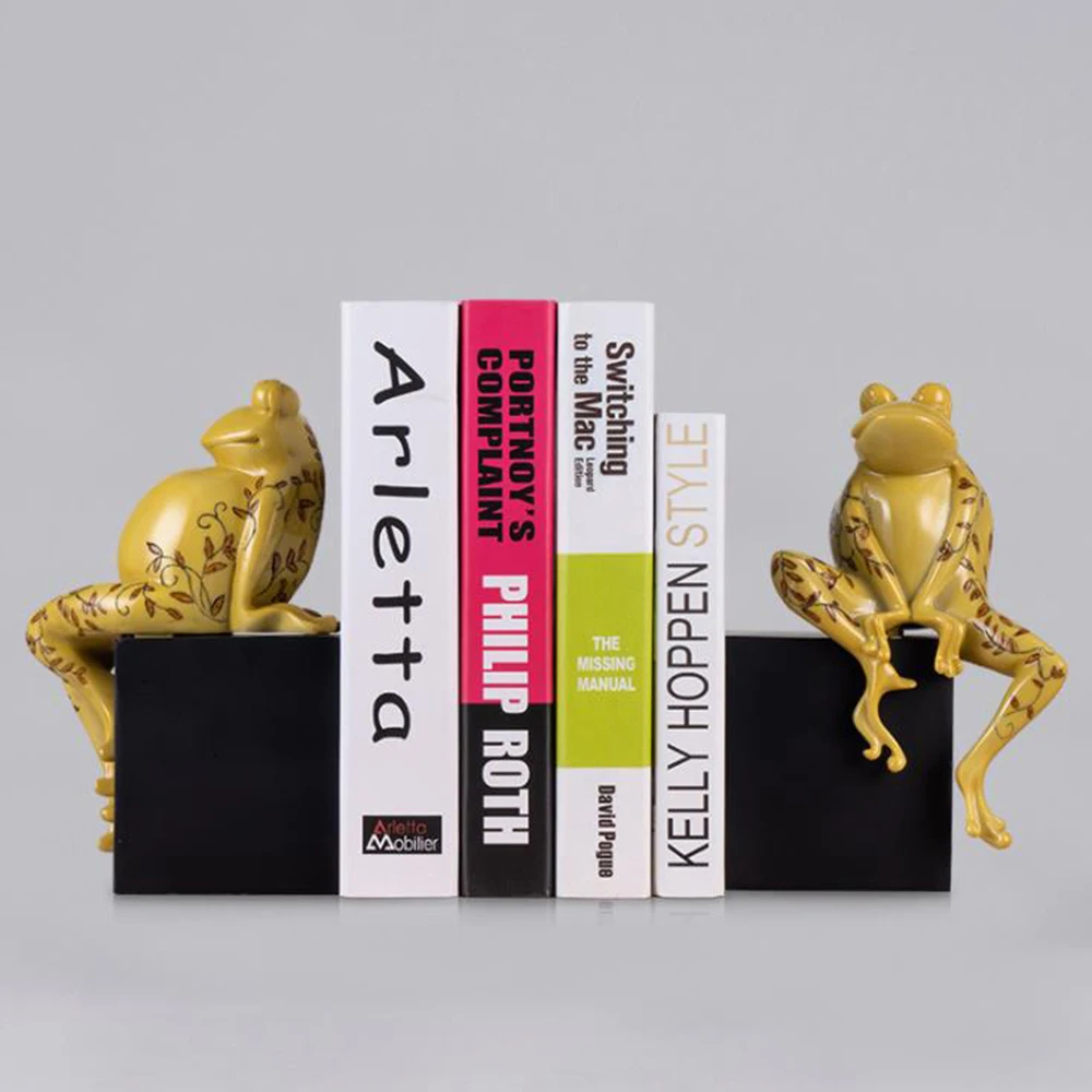 

American Style Frog Lovers Resin Bookend Shelf Bookend Holder Printed Pattern Office School Supplies Stationery Home decoration