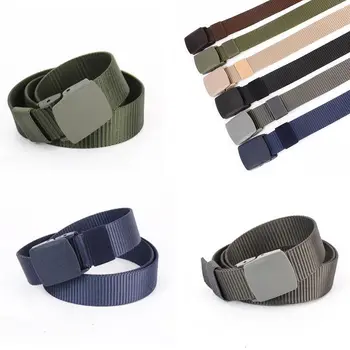 

5 Colors Outdoor Sports Canvas Webbing Belt Women Men Nylon Tactical Belt Plastic Buckle Hypoallergenic Casual Fashion Belt