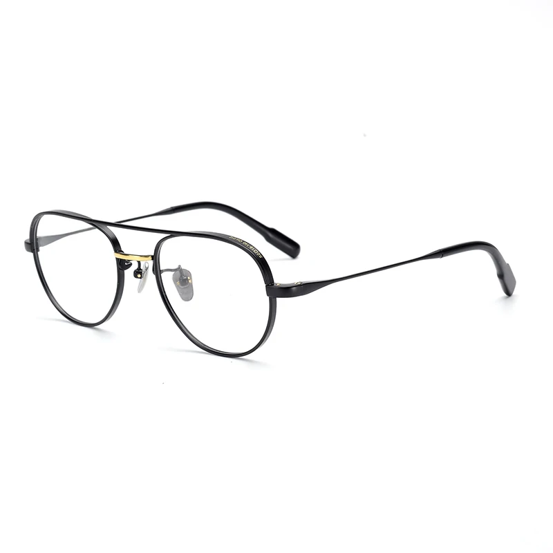 Cubojue, титановые очки, мужские, Ретро стиль, фирменная оправа для очков, мужские, по рецепту, очки, маленькие, зануды, очки, авиационные защитные очки, золото - Цвет оправы: Черный