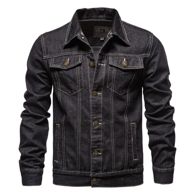 

New 2020 Denim Jacket Men Casual Solid Color Lapel Single Breasted Cotton Jeans Jacket Men Autumn Slim Fit Quality Mens Jackets