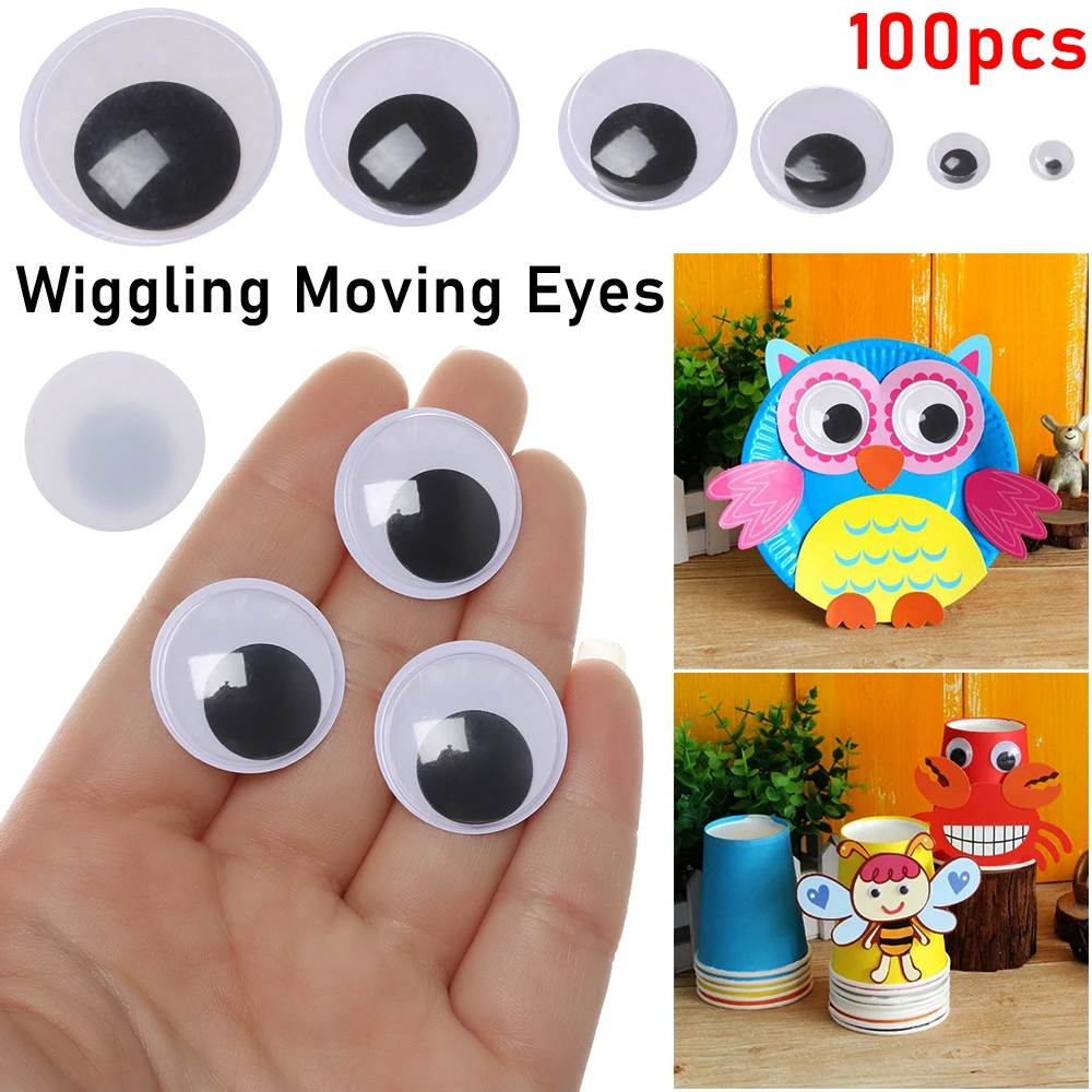 100 Pcs/bag 3D Plush Dolls Eyes Plastic Wiggling Moving Eyes Stuffed
