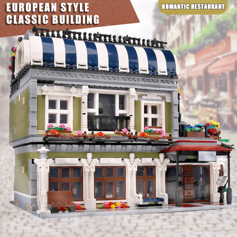 MOC City Street View Series Parisian Restaurant Model Compatible 10243 Building Blocks Bricks Educational Toys Birthday Gift | Игрушки и