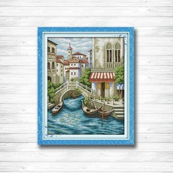 

Europe architecture painting dmc 14CT 11CT counted cross stitch Needlework Set Embroidery kits chinese cross stitch Home decor