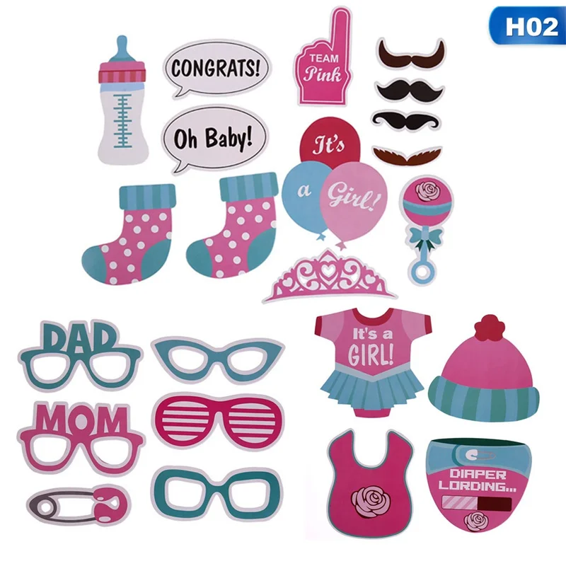 25 шт./компл. Photo Booth Baby Shower его мальчик девочка день рождения украшение для вечеринок Реквизит для фотобудки пол раскрывающий DIY - Цвет: H02