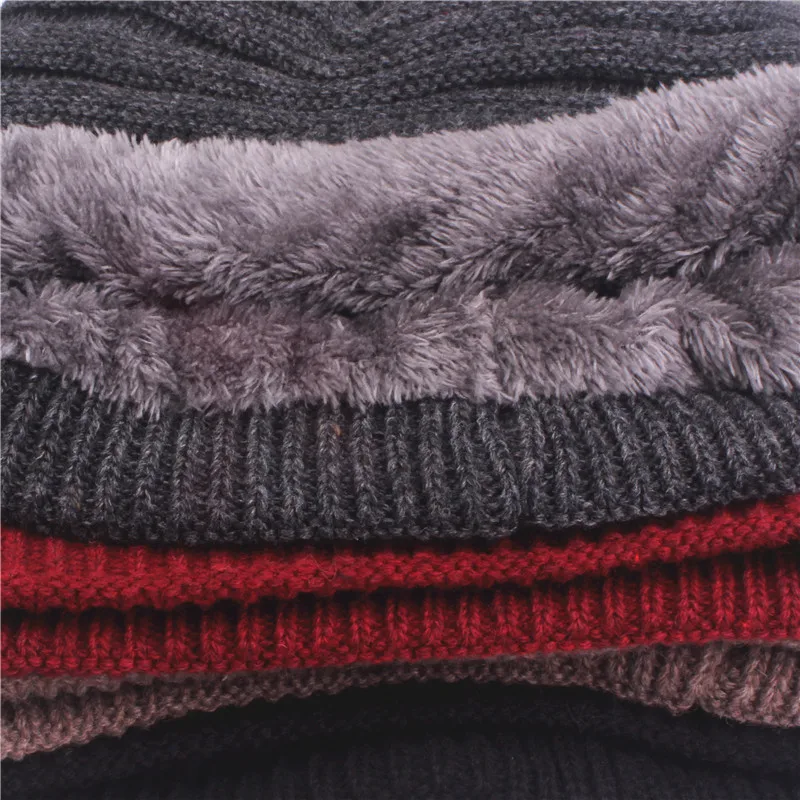 Winter Hat Neck Warmer Knitted Hat Scarf Set Fashion Warm Knit Skullies Beanies Balaclava Winter Hat For Men