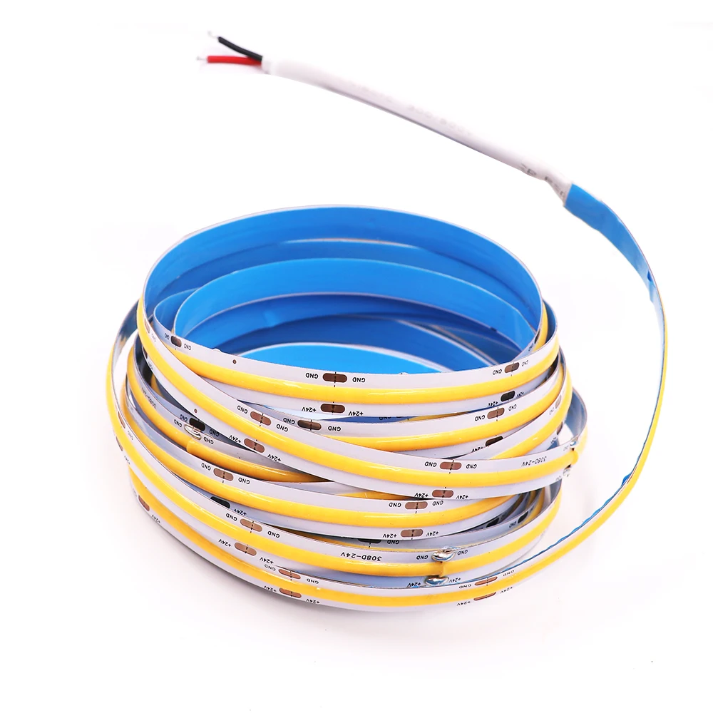 

5M DC 12V 24V High Density Flexible COB LED Strip Light RA90 308LEDs 384LEDs 528LEDs Flexible LED Tape for Home Decoration
