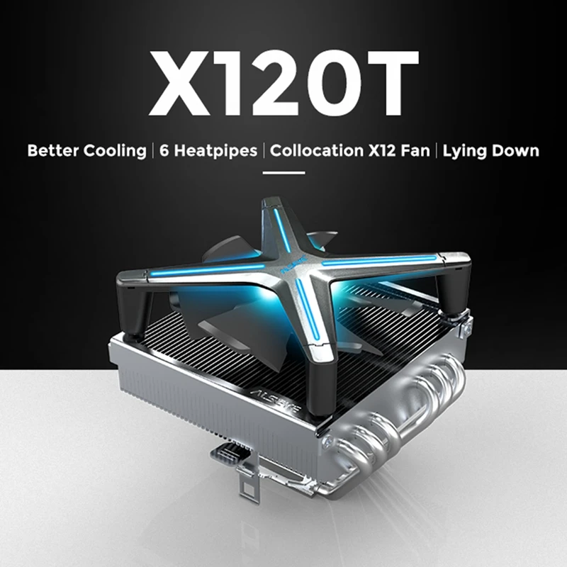 Радиатор ALSEYE X120T вентилятор RGB 120 мм PWM 4-контактный 6 тепловых трубок для LGA 775 115X 1366