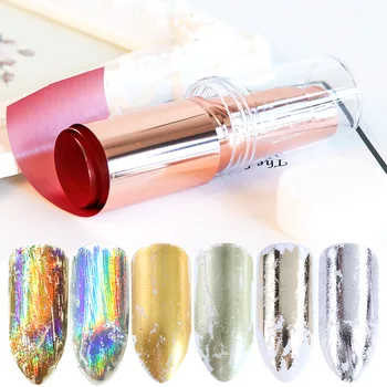 

Holographic Laser Gold Silver Nail Transfer Foils Matte Nail Wraps Decals Stickers Designs Decorations Manicure Accessory TR1001