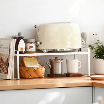

Kitchen Iron Layered Shelf Bowl Pot Rack Seasoning Bottles Storage Rack C44