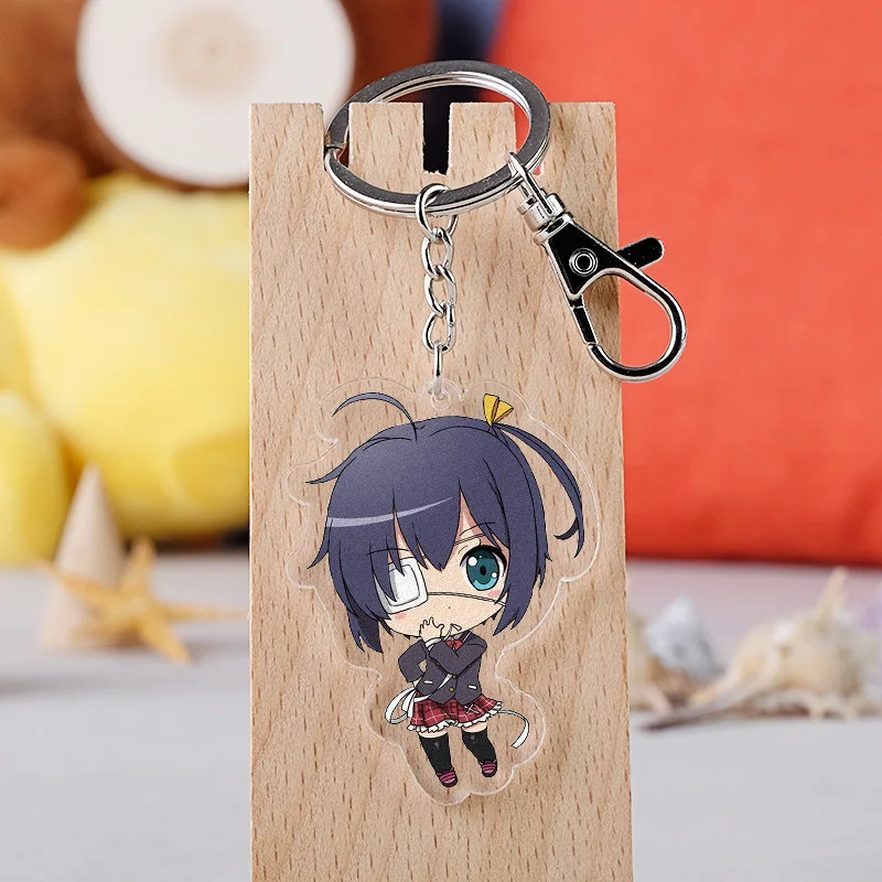

10 Styles Acrylic Keychain Anime Cyuunibyou Demo Koigashitai Cartoon Model Takanashi Rikka Transparent Double-sided Pendant