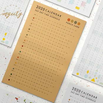 

1 pc Cute Calendar 2020 Wall Calendar Agenda 2020 Yearly Daily Punch Plan Decoration Student Stationery Office Supplies Gifts