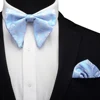 Ricnais-Conjunto de corbata de lazo grande de seda para hombre, corbata cuadrada de bolsillo de Cachemira roja y blanca, para negocios y boda, regalos ► Foto 2/6