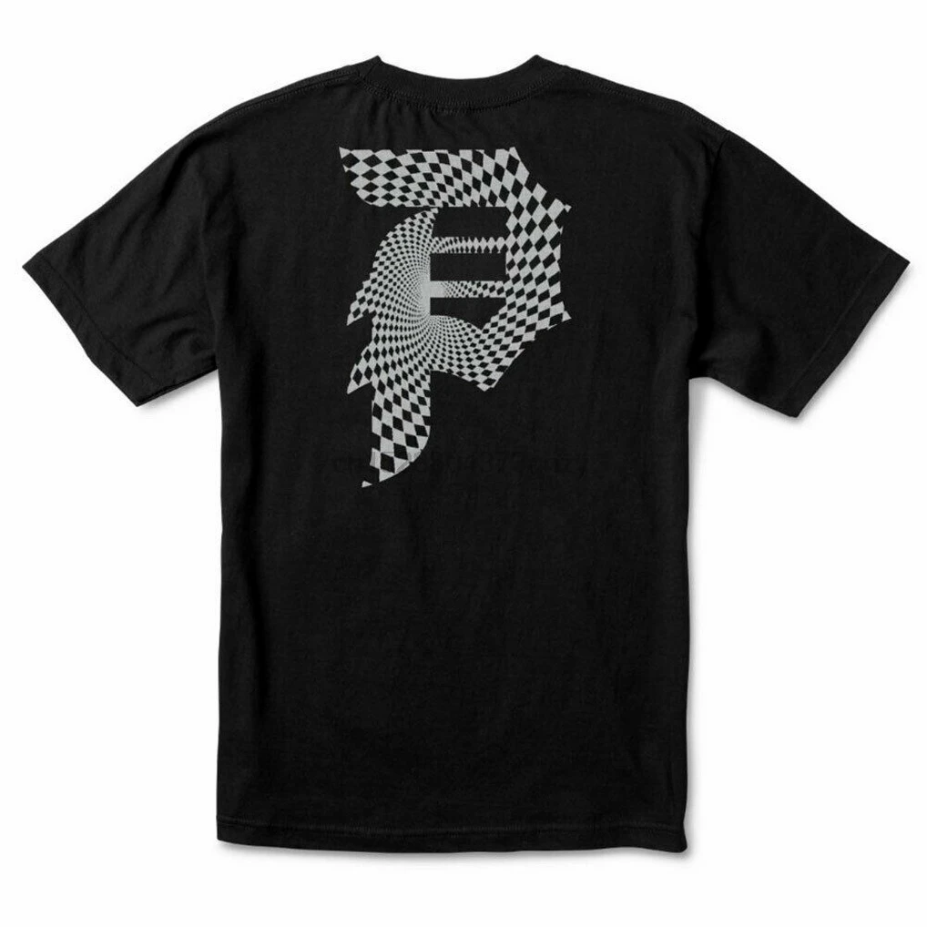 Primitive Skate Mens Dirty P Warp Reflective Short Sleeve T-Shirt Black Tee Clo TEE Shirt Streetwear Casual |