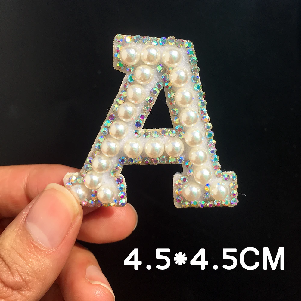 Новинка! A-Z жемчужные стразы, английские буквы, нашивки, аппликация, 3D буквы ручной работы, вышитые бисером, сделай сам, нашивки с милыми буквами - Цвет: A